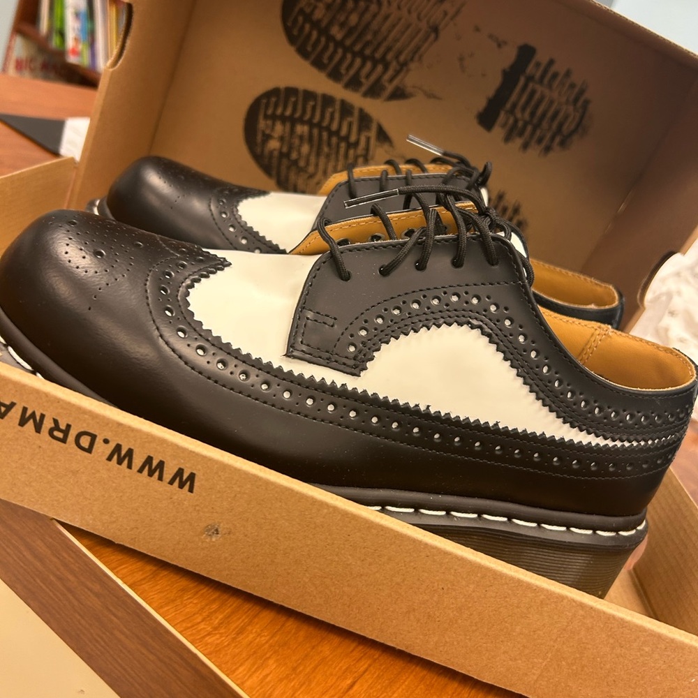 Dr. Martens Black and White Oxford Shoes